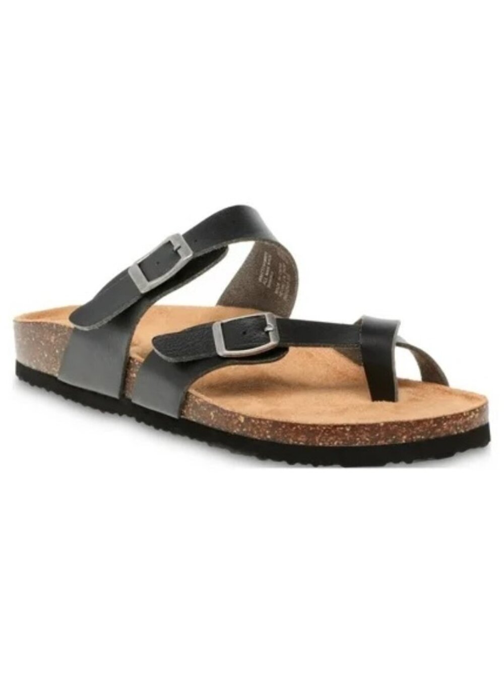Time and Tru Women’s Black Toe Thong Footbed 2 Strap Slide Sandals NWOT